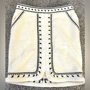 Anthropologie Dolan Textured Ivory/white Mini Skirt With Pockets Back Zip In XS